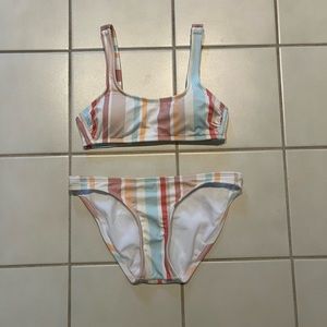 Stripped Bikini Top and Bottom Set